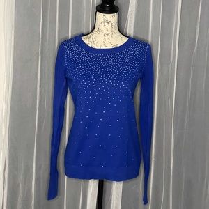 Express Women’s Royal blue embellished long sleeve Medium sweater scoop …